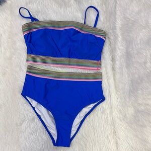 Blue Kids Swimwear with Multicolor Stripes